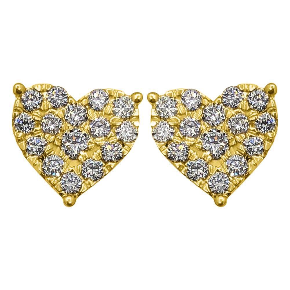 Heart .75cttw Diamond Earrings 14K Yellow Gold HipHopBling