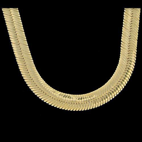 Herringbone 11mm 30 Inch Gold Plated Hip Hop Chain Necklace HipHopBling